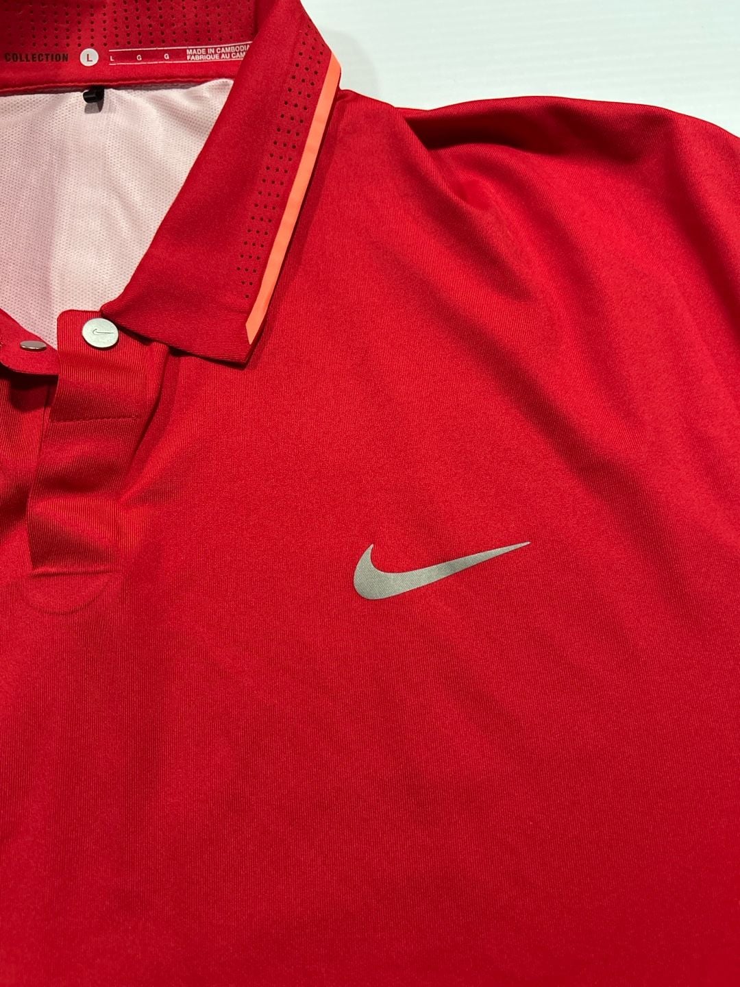 Nike Dri-FIT Tiger Woods Polo Shirt Size L Red Athletic Golf 4
