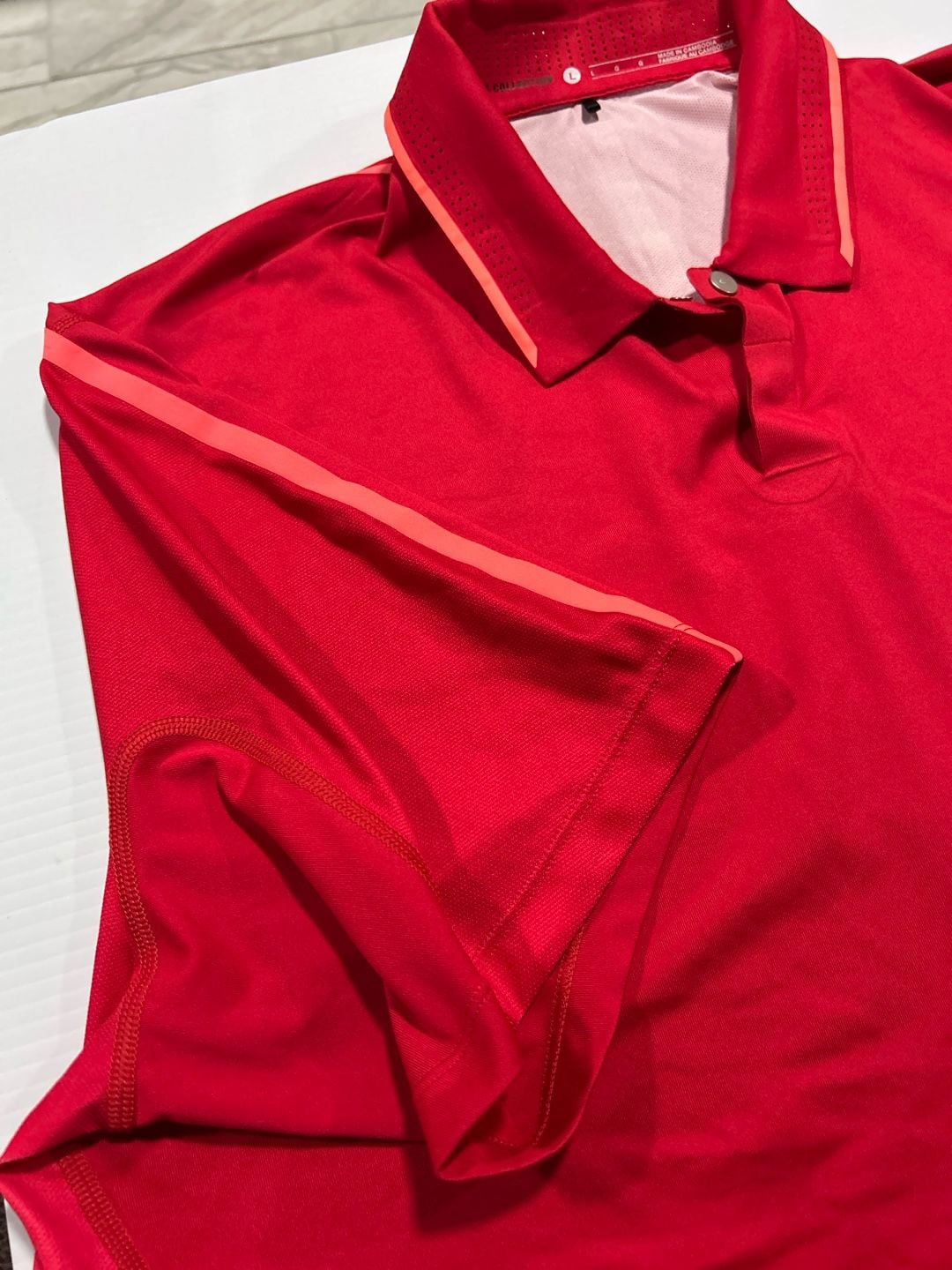 Nike Dri-FIT Tiger Woods Polo Shirt Size L Red Athletic Golf 5
