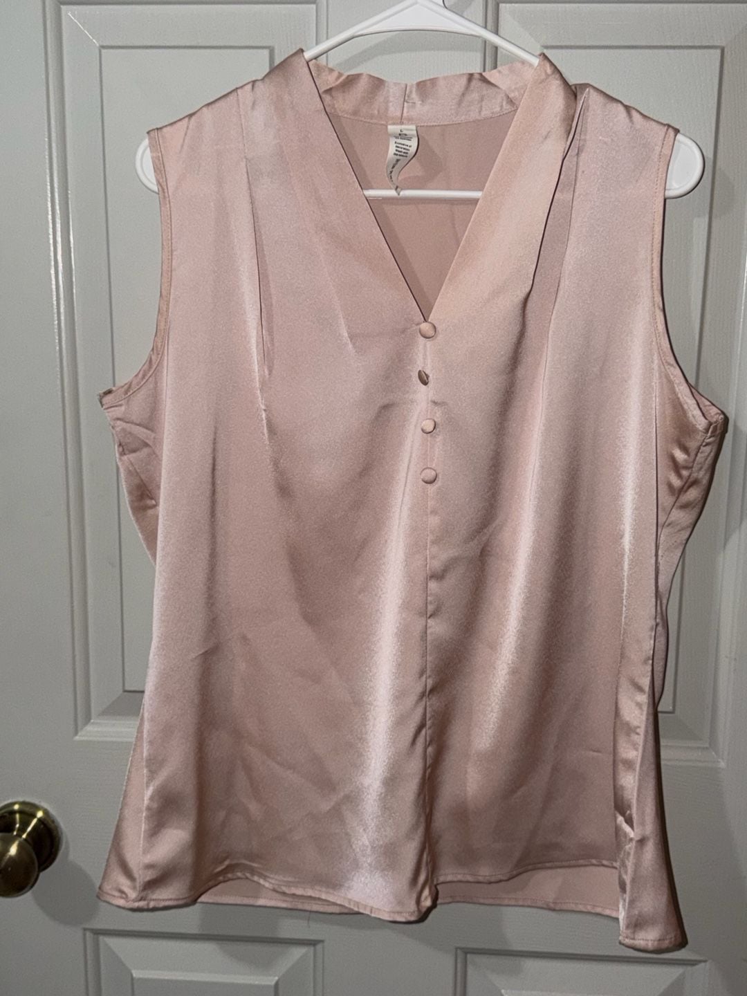 B Collection by Bobeau Blouse Size L Pink Sleeveless V-Neck Top 2
