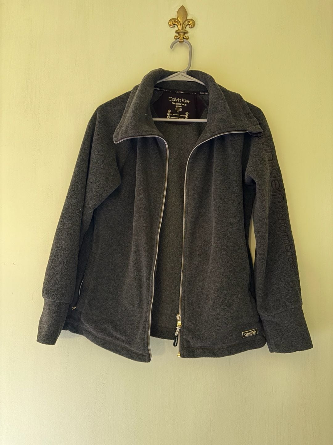 Calvin Klein Performance Fleece Jacket Size S Gray Full Zip 3