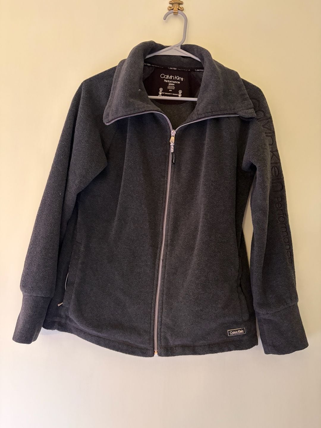 Calvin Klein Performance Fleece Jacket Size S Gray Full Zip 2
