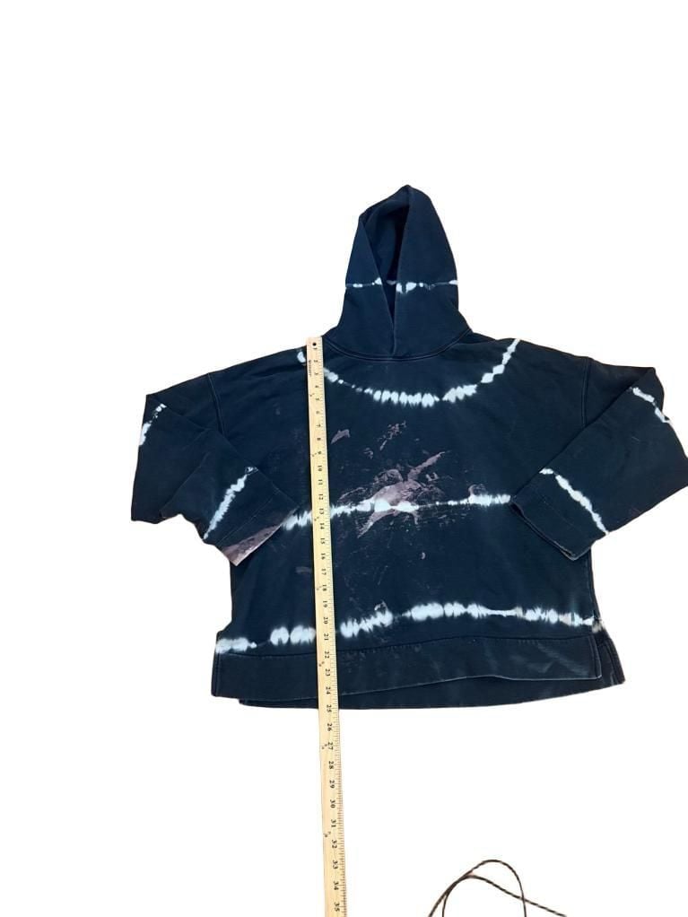 Sandro Paris Tie Dye Hoodie Size 1 Black Distressed Sweatshirt 6