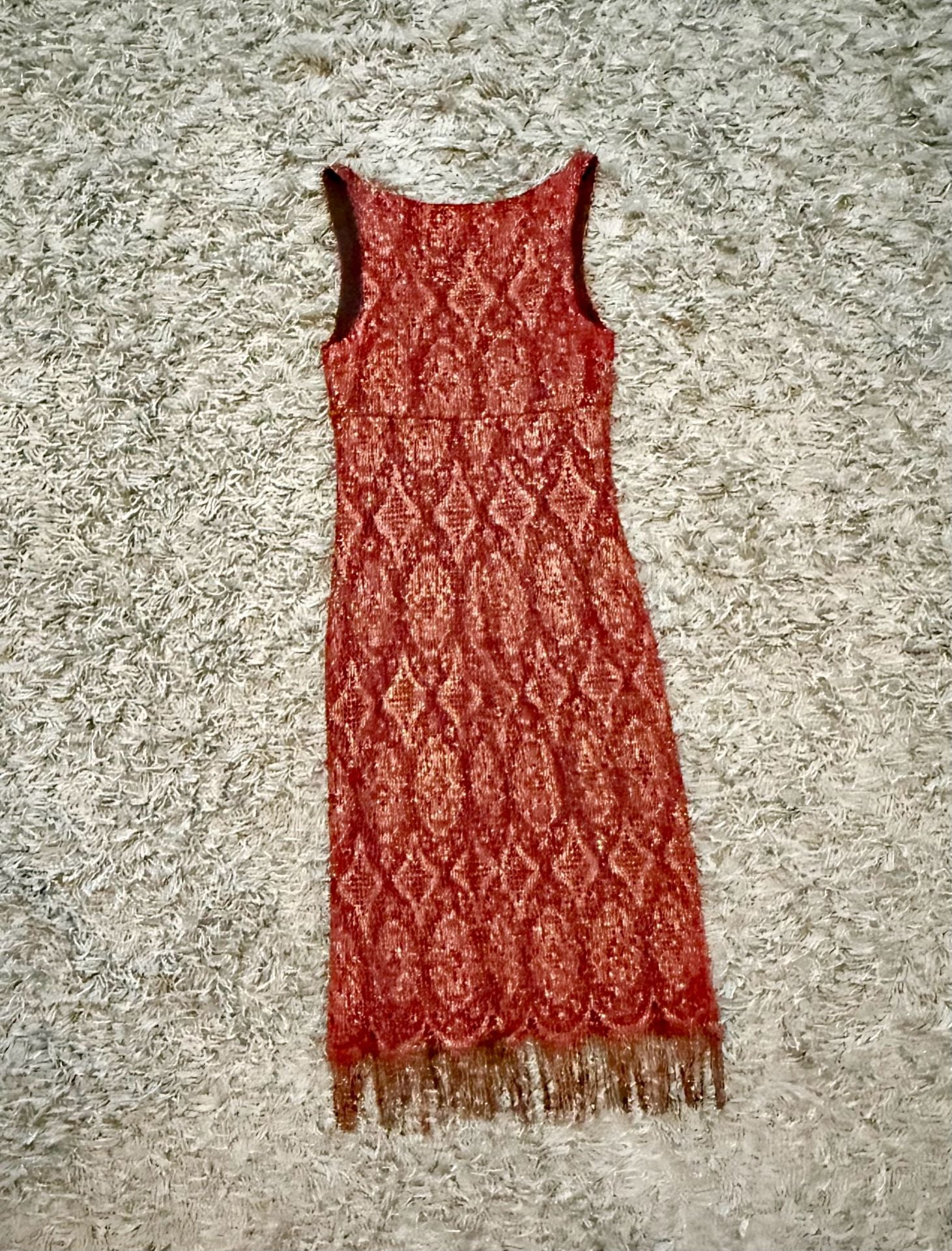 Nicole Miller Sleeveless Metallic Fringe Dress Size S 3
