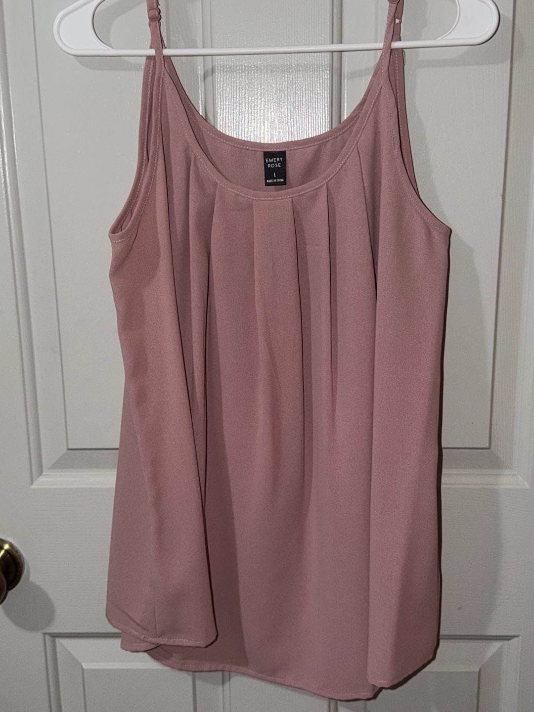 Emery Rose Pleated Cami Tank Top Size L Pink 2