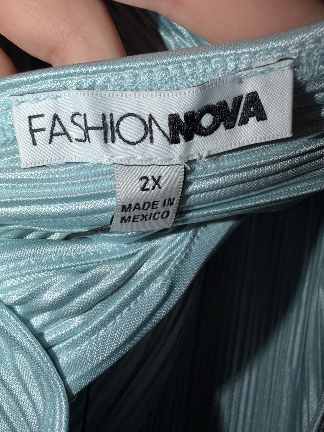 Fashion Nova Plissé Crop Tank Top Size 2X Light Blue 6