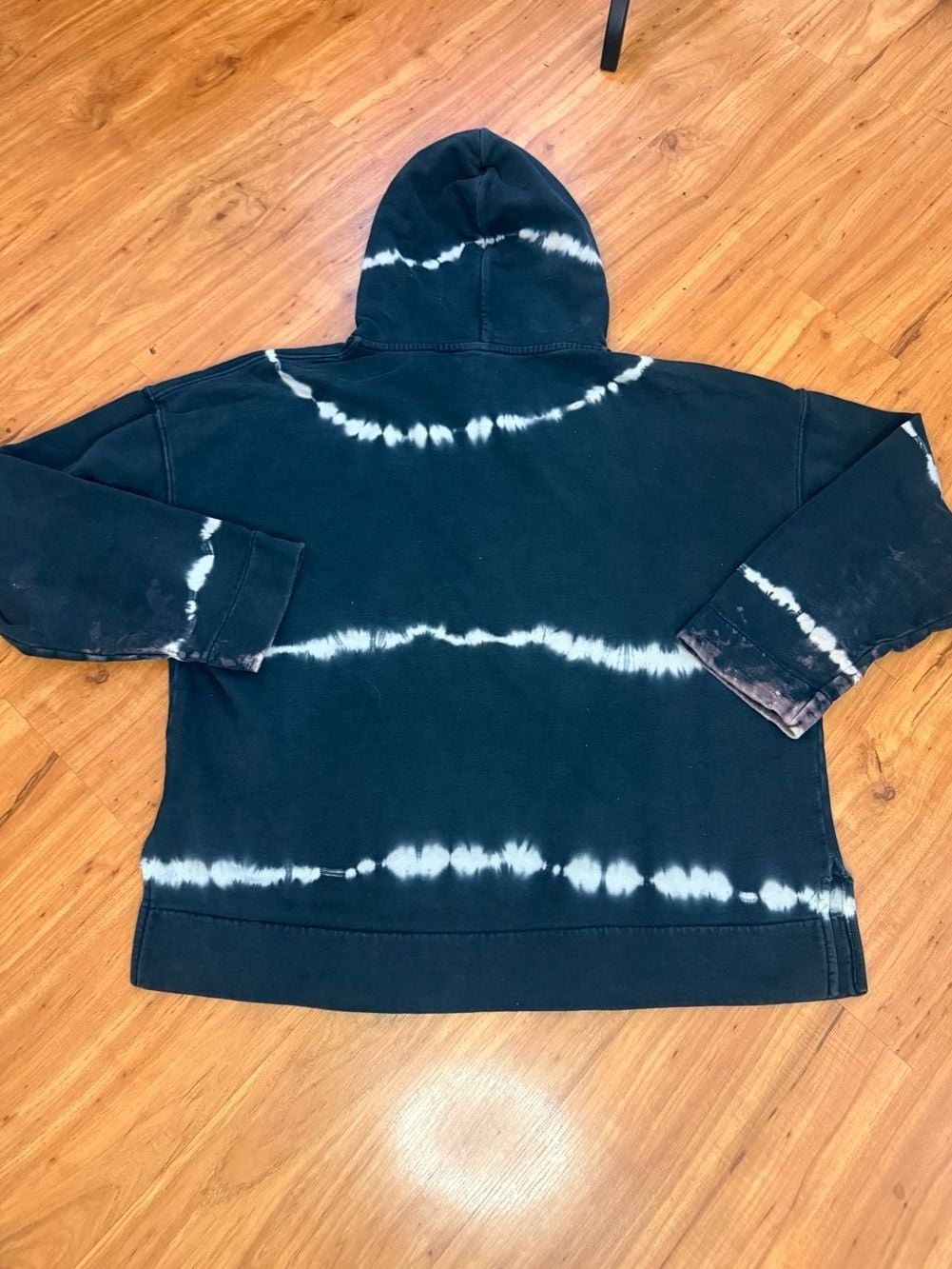 Sandro Paris Tie Dye Hoodie Size 1 Black Distressed Sweatshirt 12