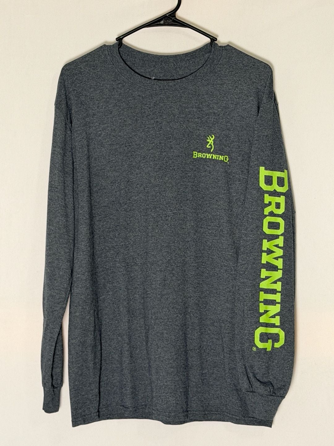 Browning Mens M Gray Long Sleeve TShirt Deer Camo Lime Green Logo ..., 4