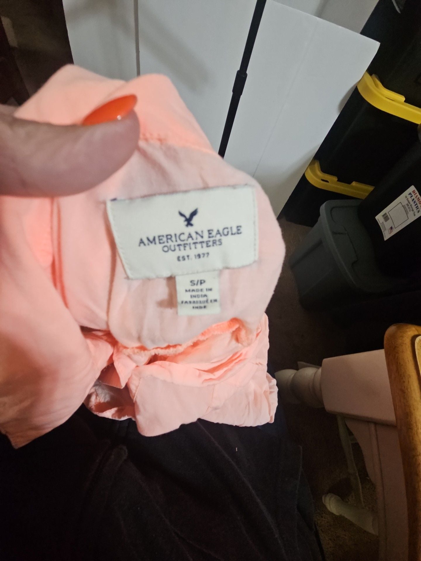American Eagle Outfitters Button Down Shirt Size S/P Peach Lightweight 4
