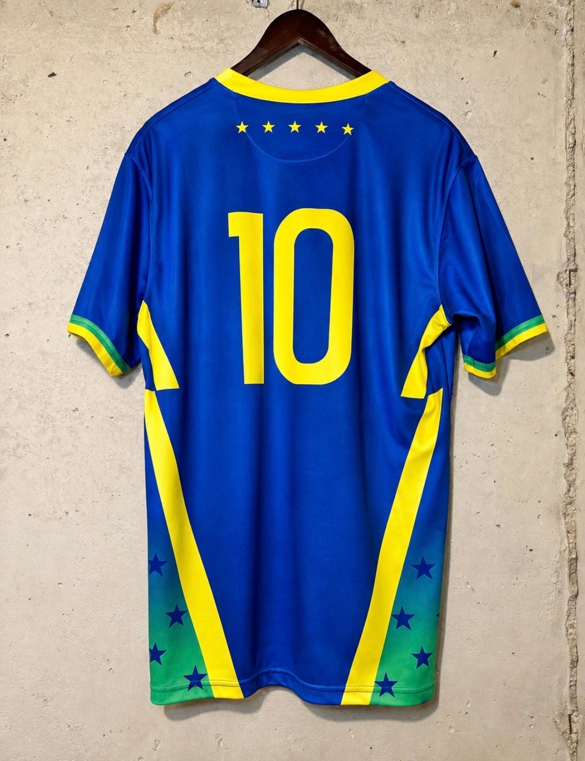 SURWIDA Brazil Soccer Jersey Size XL Blue Yellow 10 Star Graphic 4