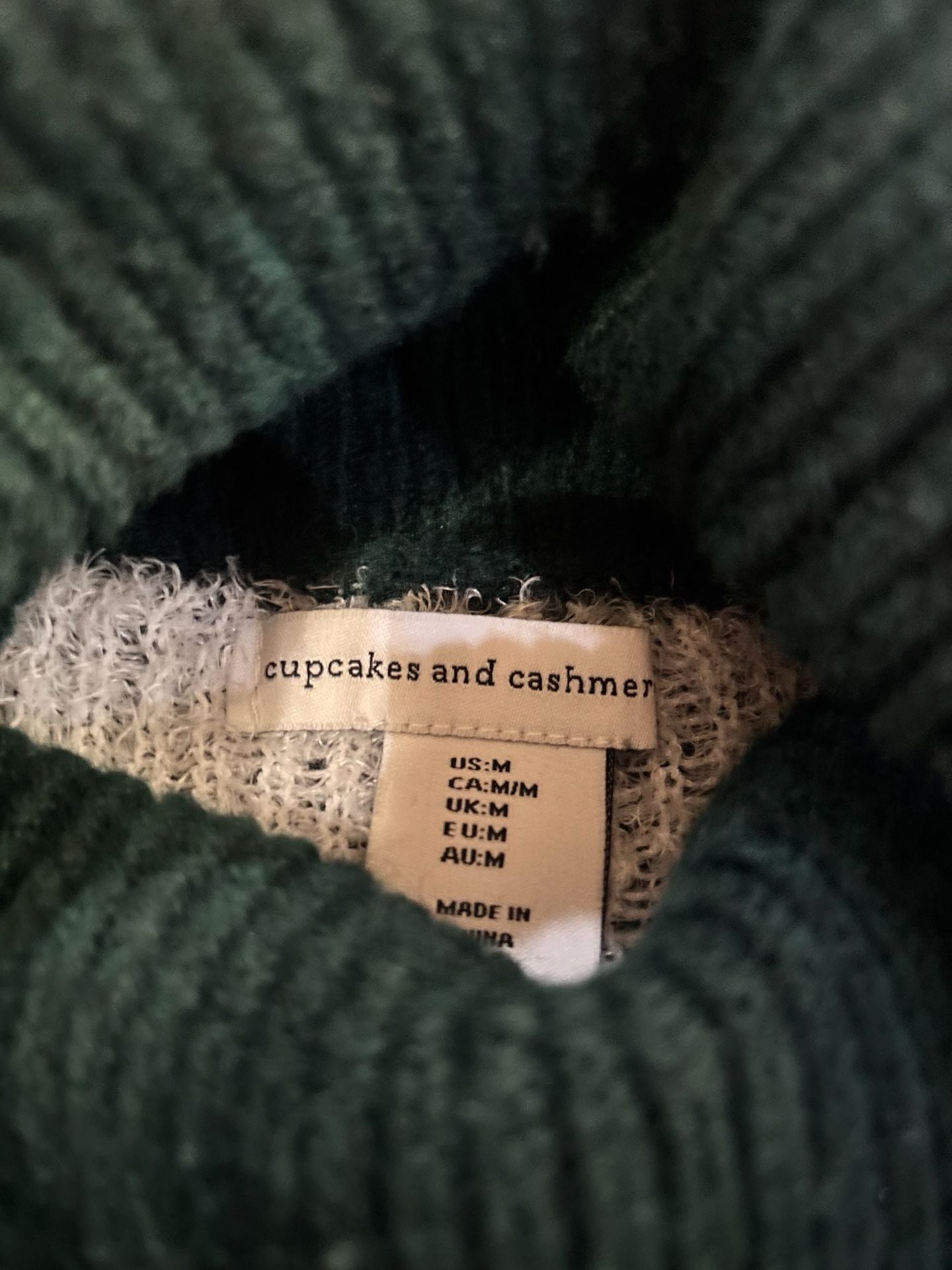 Cupcakes and Cashmere Turtleneck Sweater Size M Green Snowflake 3