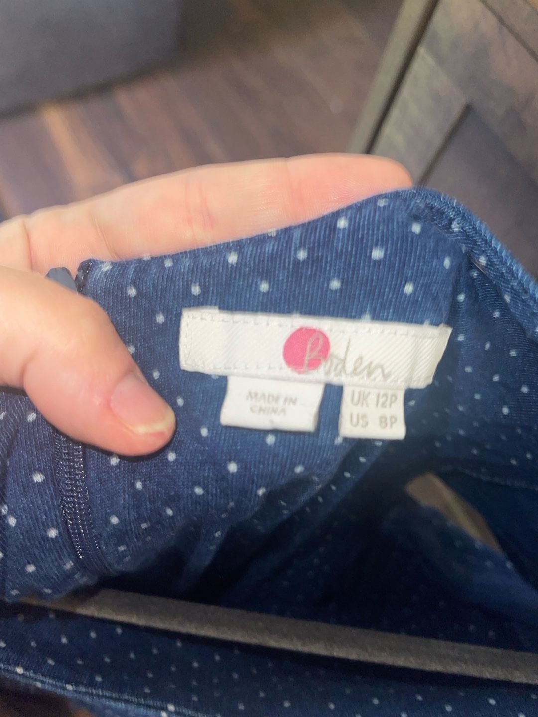 Boden Polka Dot Jumpsuit Size US 8P Blue Short Sleeve Tie Waist 5