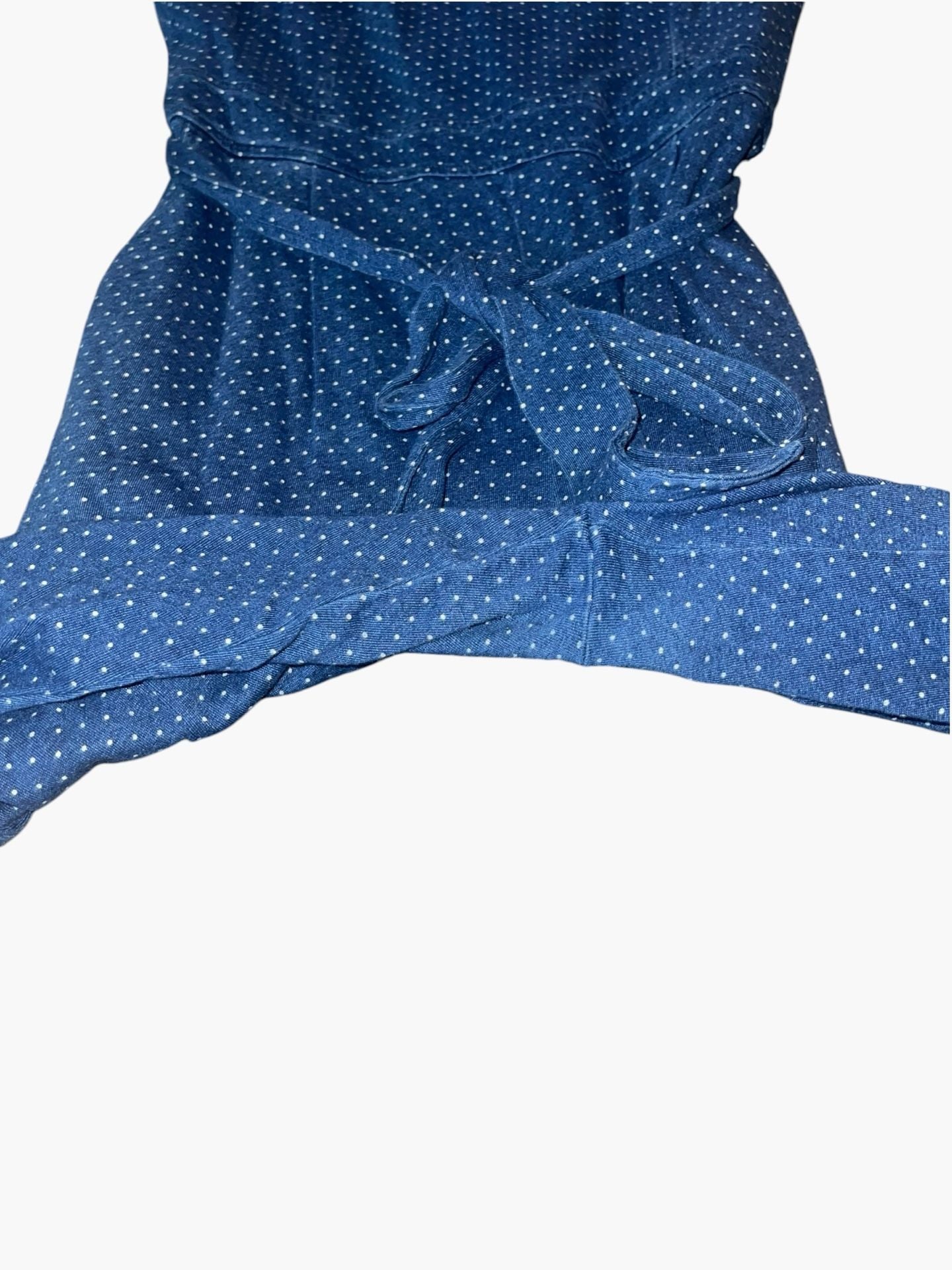 Boden Polka Dot Jumpsuit Size US 8P Blue Short Sleeve Tie Waist 8