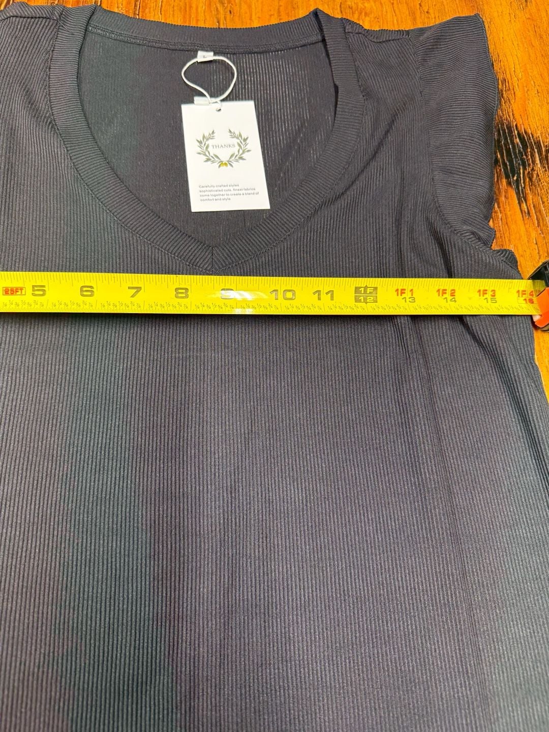 Thanks Ruffled V-Neck Ribbed Dress Size L Black 5