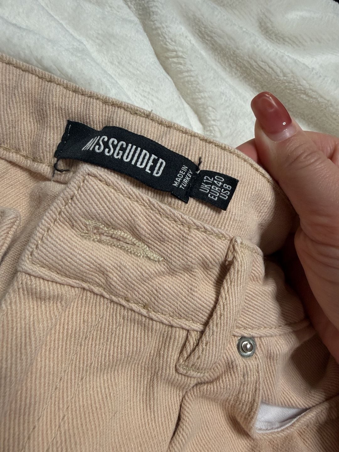 Misguided Wide Leg Pants Beige 2