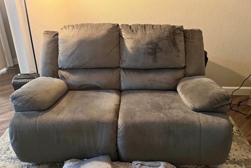Microfiber Reclining Loveseat Gray 1