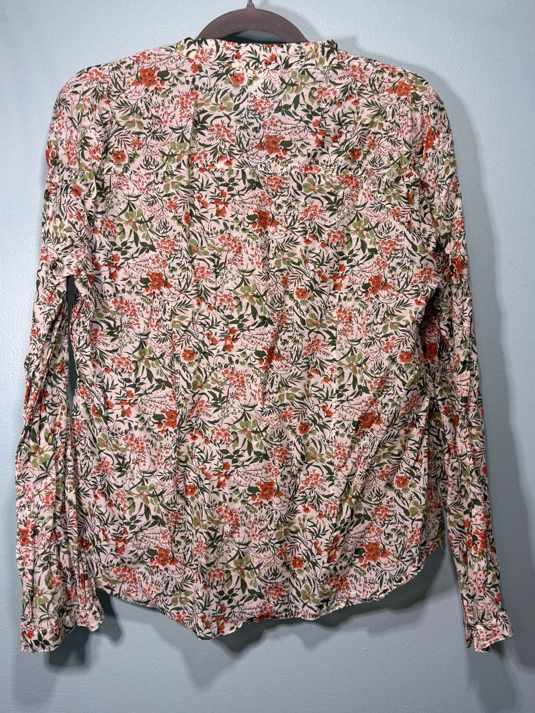 dressbarn Floral Blouse Size L Long Sleeve V-Neck 3