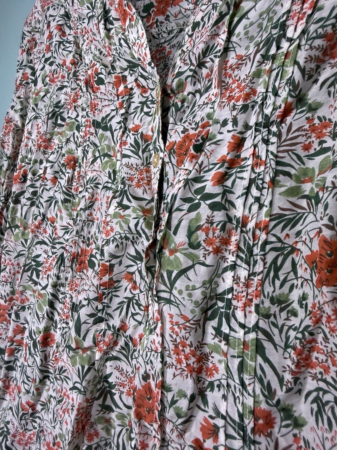 dressbarn Floral Blouse Size L Long Sleeve V-Neck 5