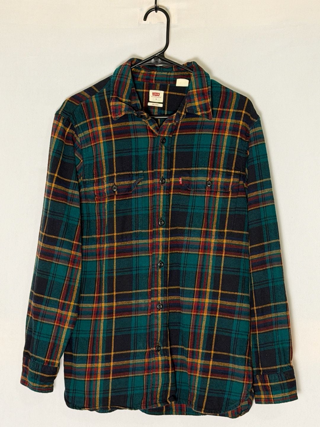 Levi's Plaid Flannel Shirt Size S Green Long Sleeve 2