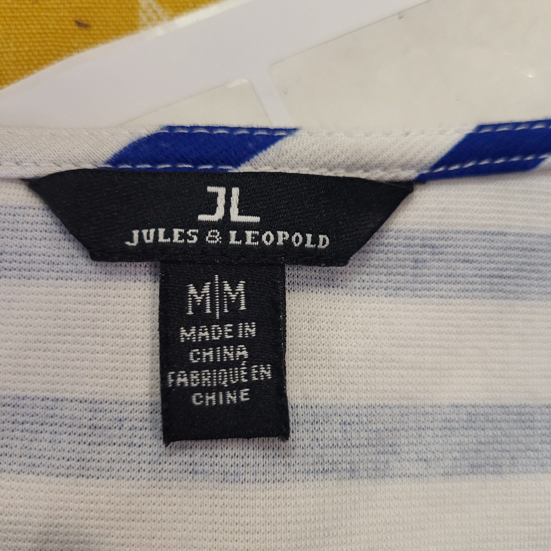Jules & Leopold Blouse Size M Blue White Striped V-Neck Bell Sleeve Top 4