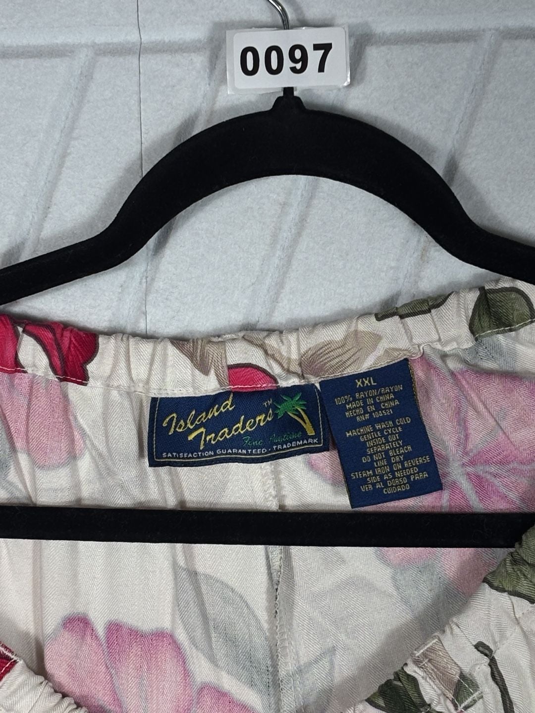 Island Traders Floral Beach Pants XXL White Rayon Tropical 4