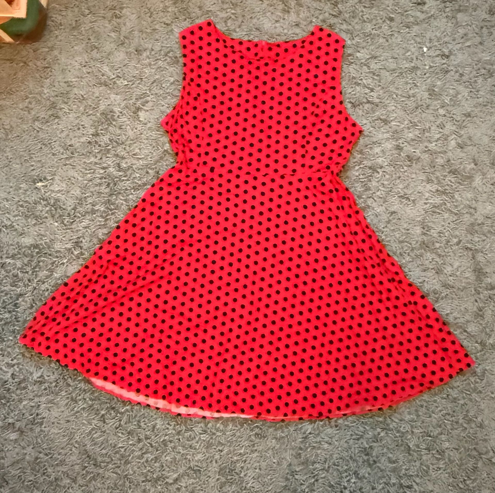 Red Black Polka Dot Skater Dress Size 4XL 2