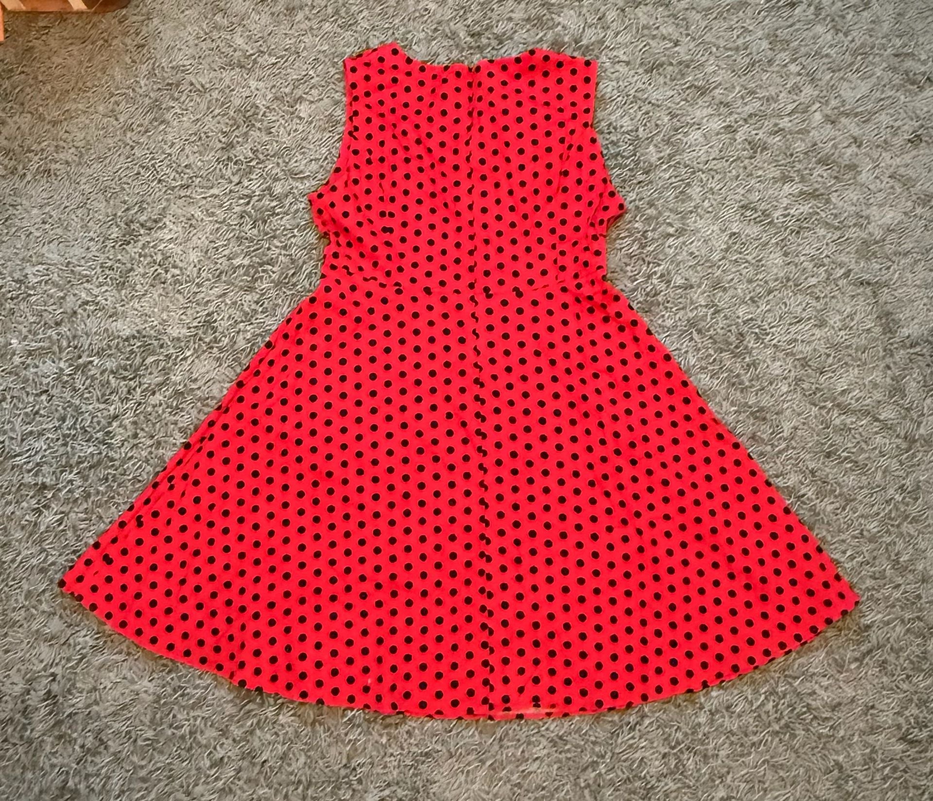Red Black Polka Dot Skater Dress Size 4XL 3