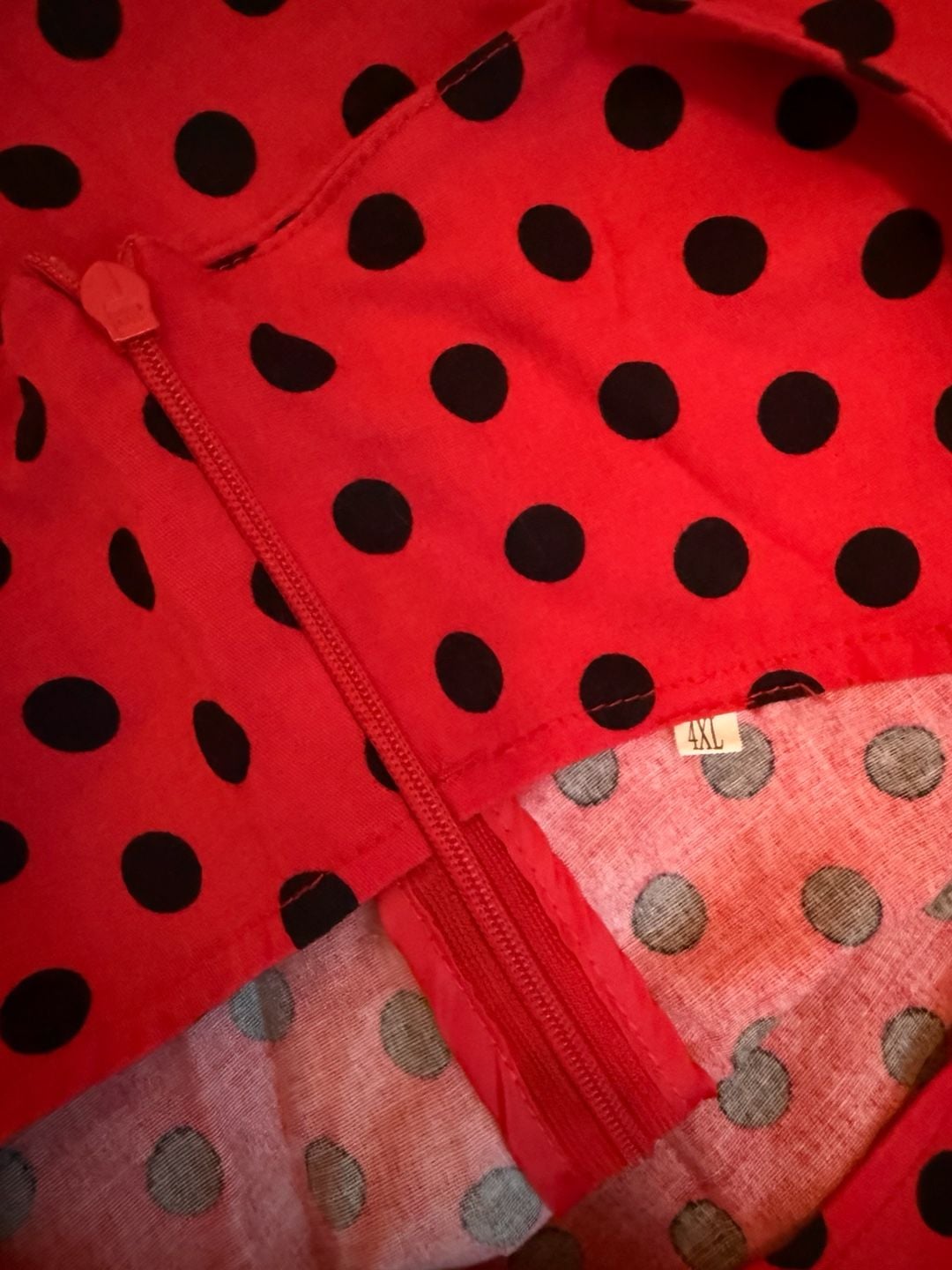 Red Black Polka Dot Skater Dress Size 4XL 4