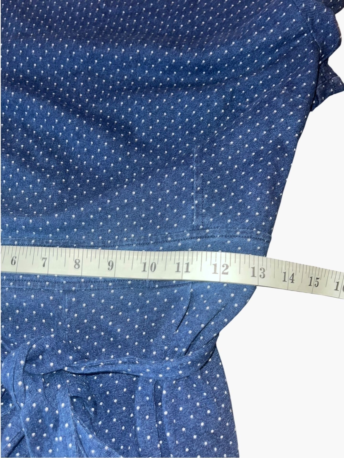 Boden Polka Dot Jumpsuit Size US 8P Blue Short Sleeve Tie Waist 10