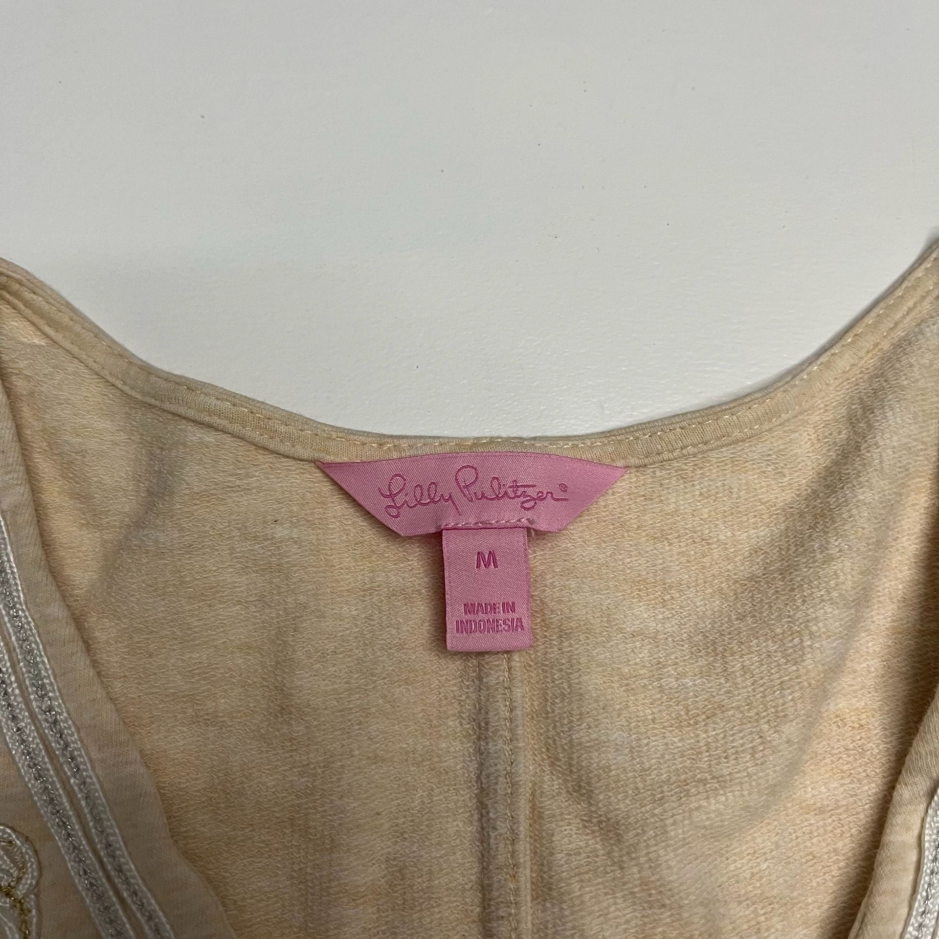 Lilly Pulitzer Clarkson Dress Heathered Camel Embroidered 3/4 Sleeve M 4