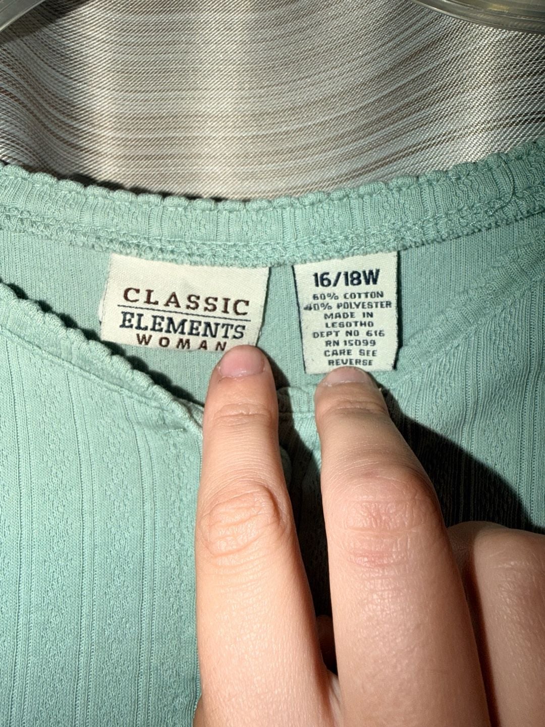 Basic Editions Henley Shirt Size 16/18W Green Short Sleeve 3