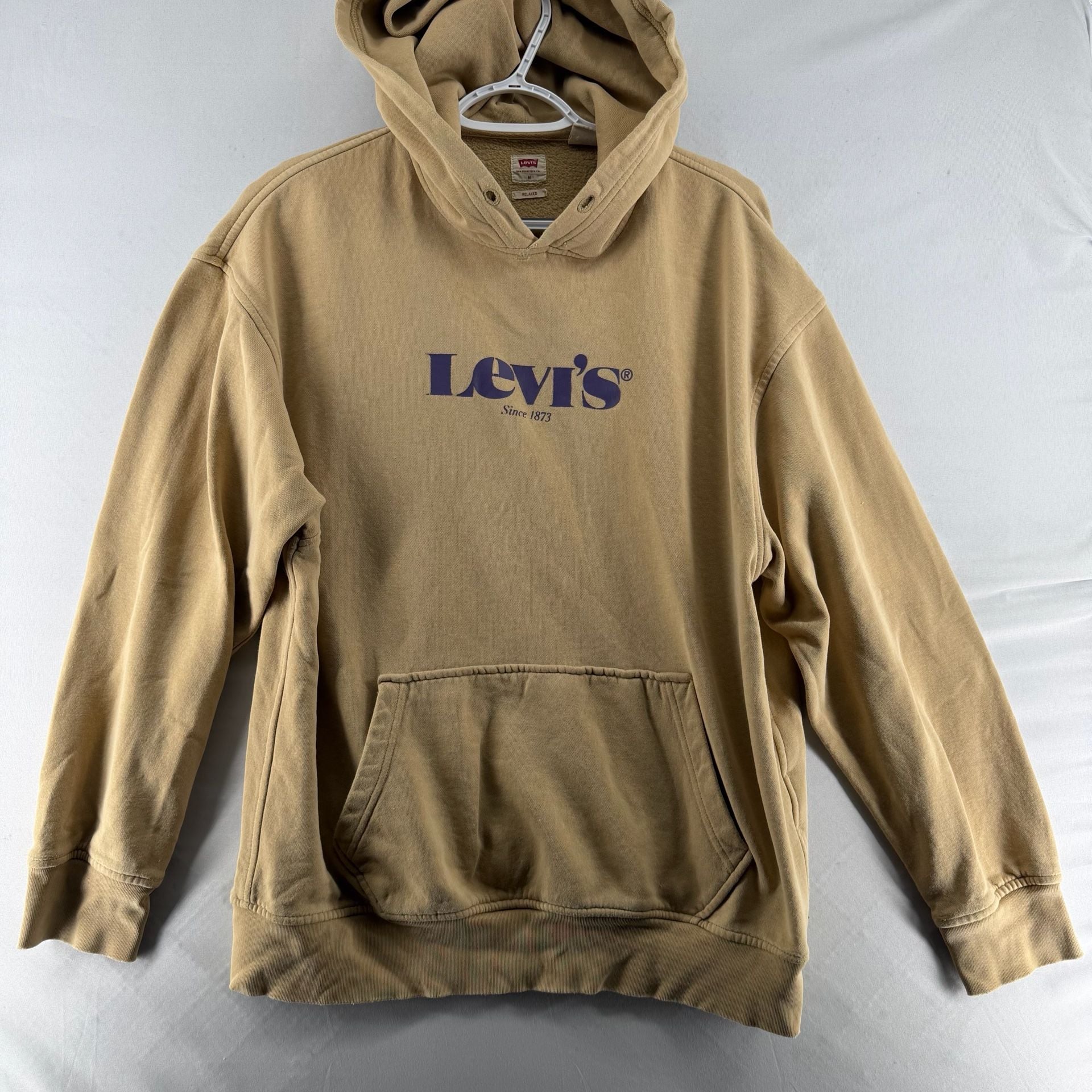 1651 Levi's Hoodie Size M Tan Since 1873 Logo Pullover Sweatshirt 2