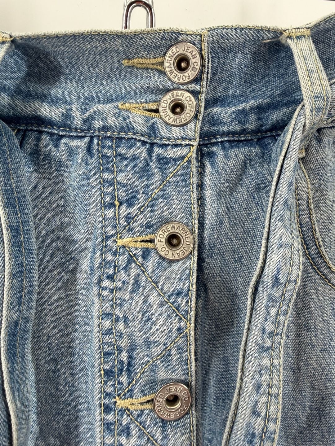 Forewarned Vintage Denim Skort Size 4 Button Front Belted Y2K 90s High Rise 7