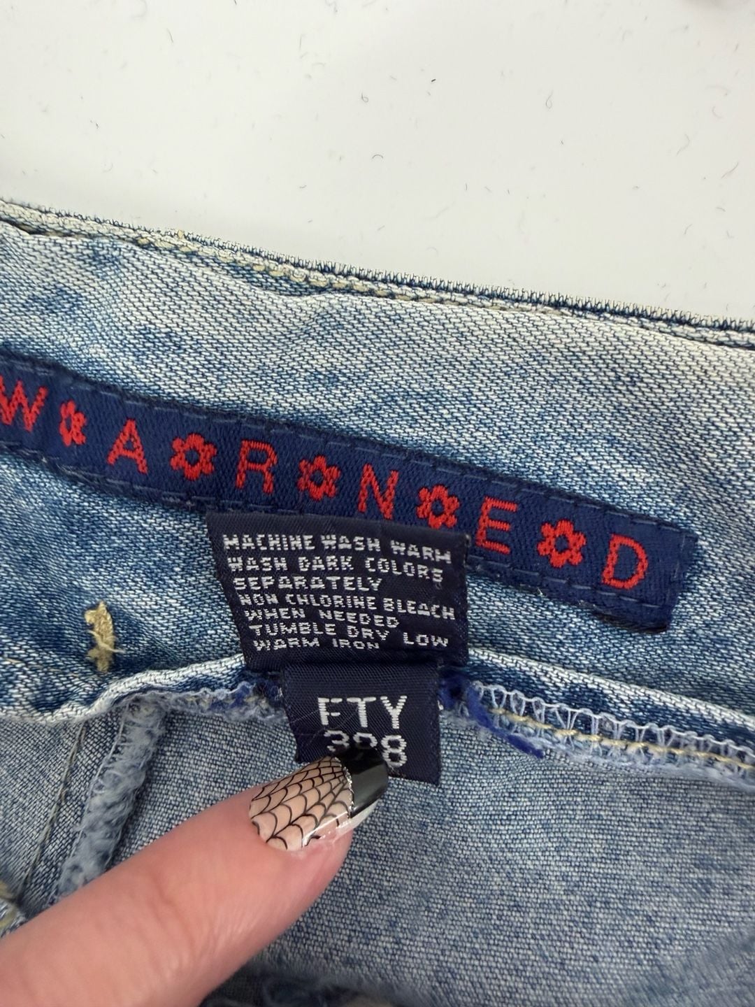 Forewarned Vintage Denim Skort Size 4 Button Front Belted Y2K 90s High Rise 8