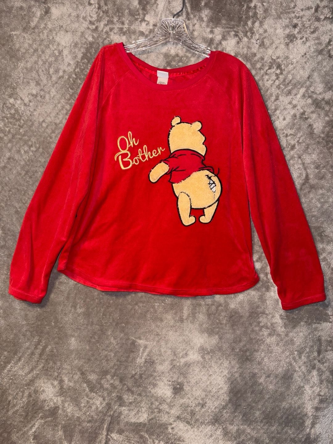 Disney Winnie The Pooh Sleepwear Top Size L(12-14) Red Oh Bother 1