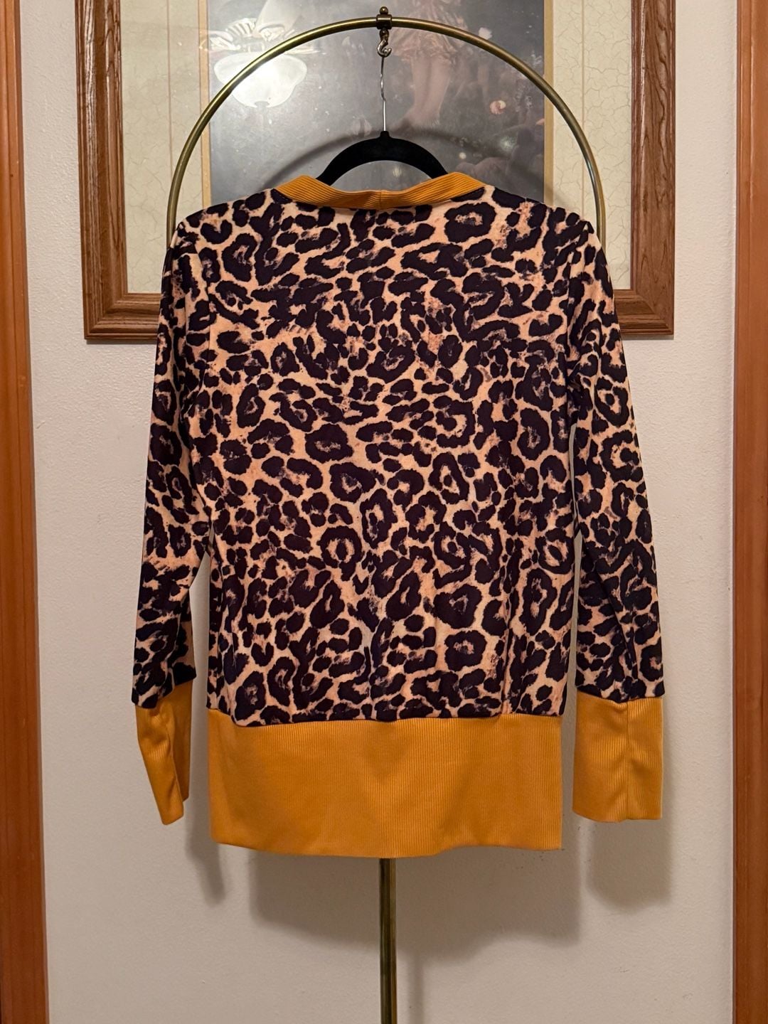 Unbranded Leopard Print Cardigan Mustard Trim 3
