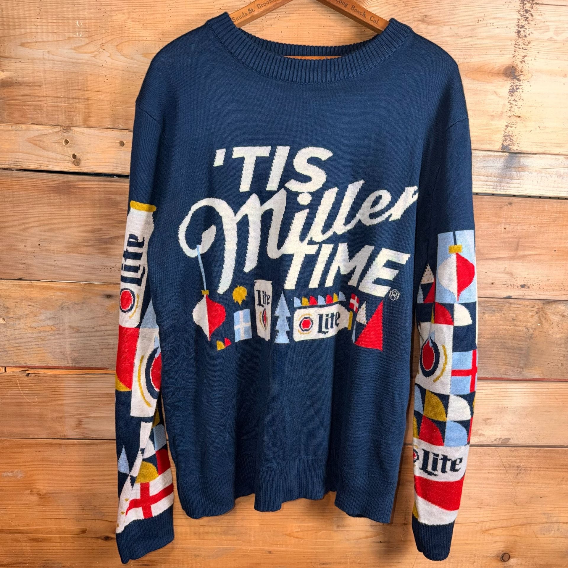 Miller Lite 'Tis Miller Time Holiday Sweater Blue 2