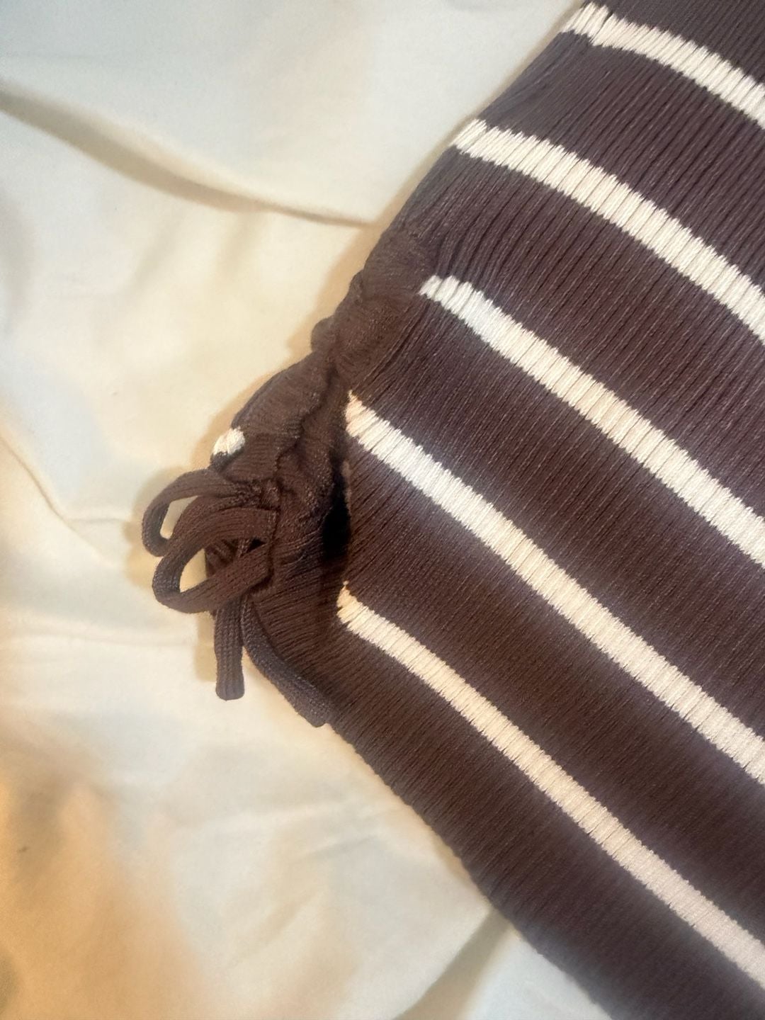 NWT Pink Republic Striped Ribbed T-Shirt Size L(14) Brown White 6