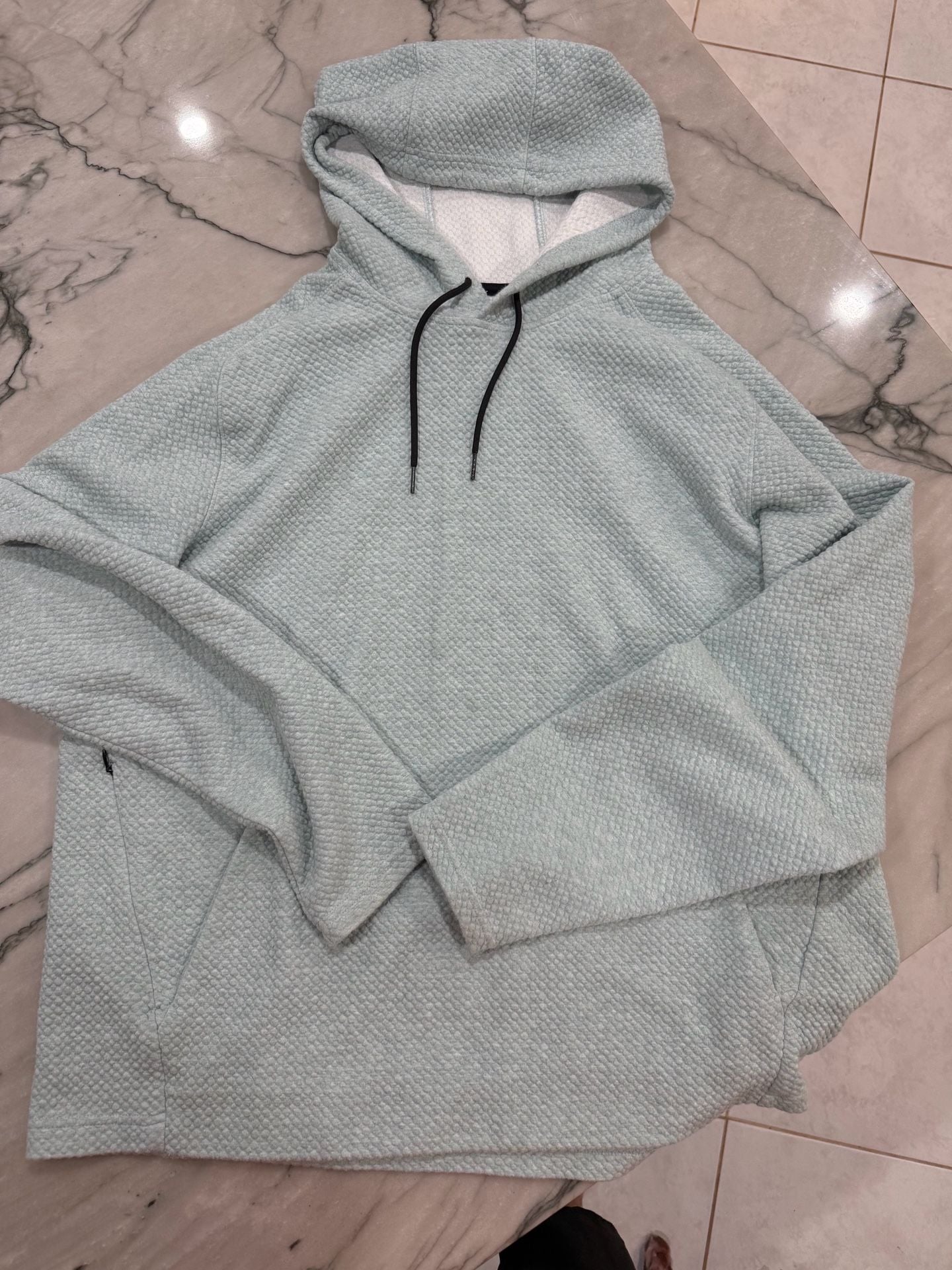 Old Navy Active Waffle Knit Hoodie Size XL Light Blue Pullover 6