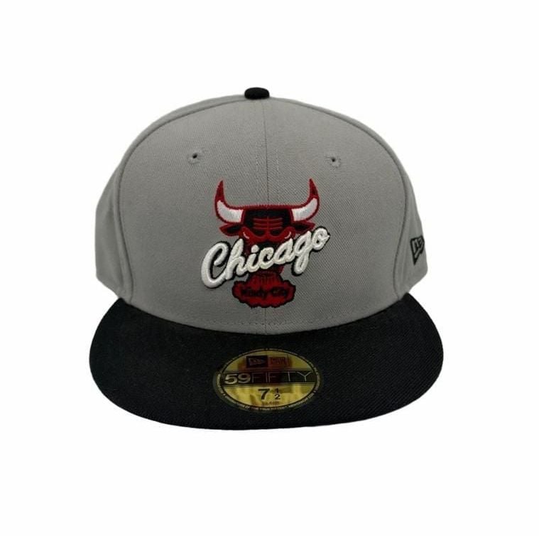 New Era Chicago Bulls 59FIFTY Hat Size 7 1/2 Gray Black Fitted 2