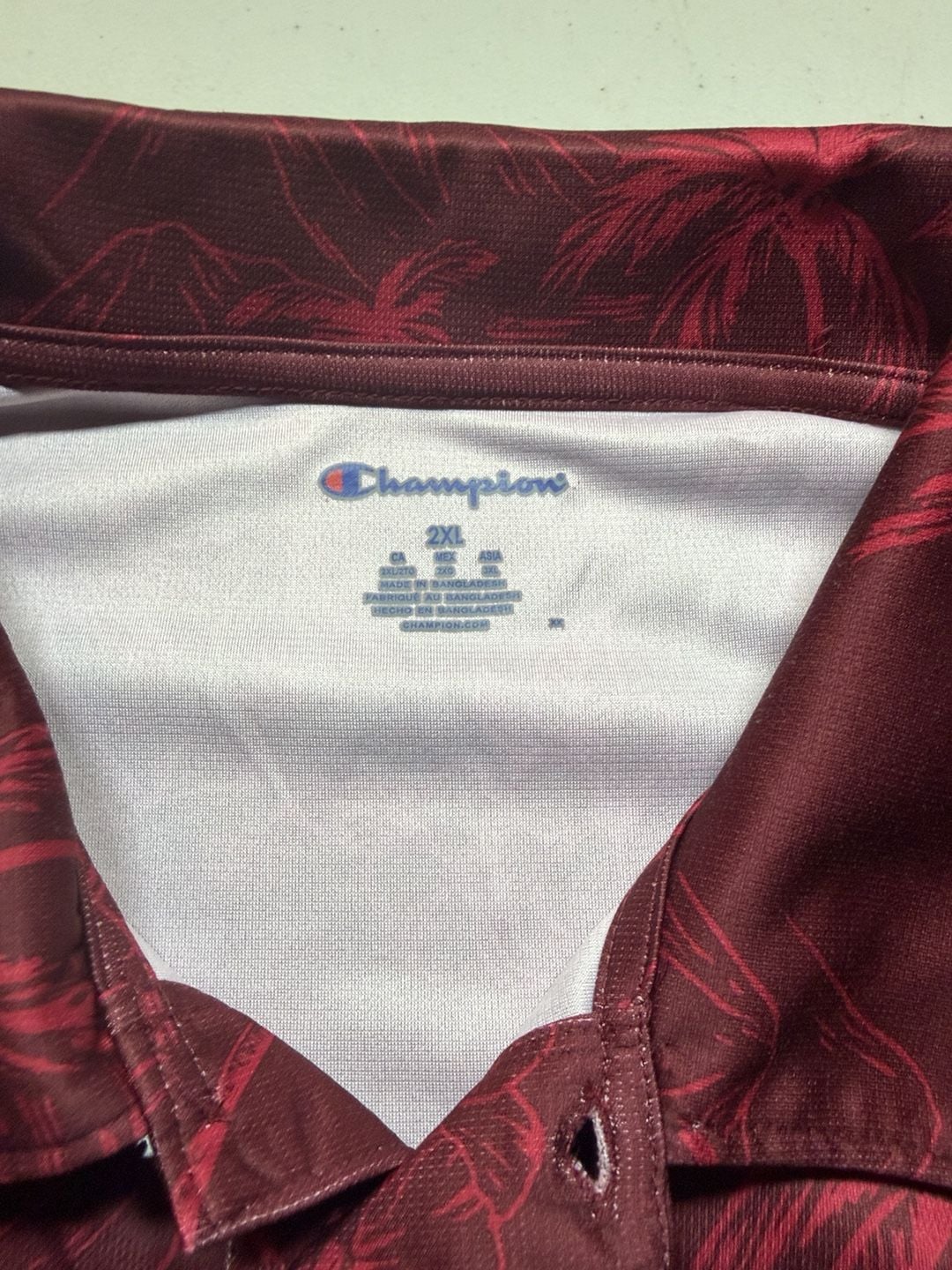 Champion Texas A&M Polo Shirt Size 2XL Maroon Tropical Palm Print 3