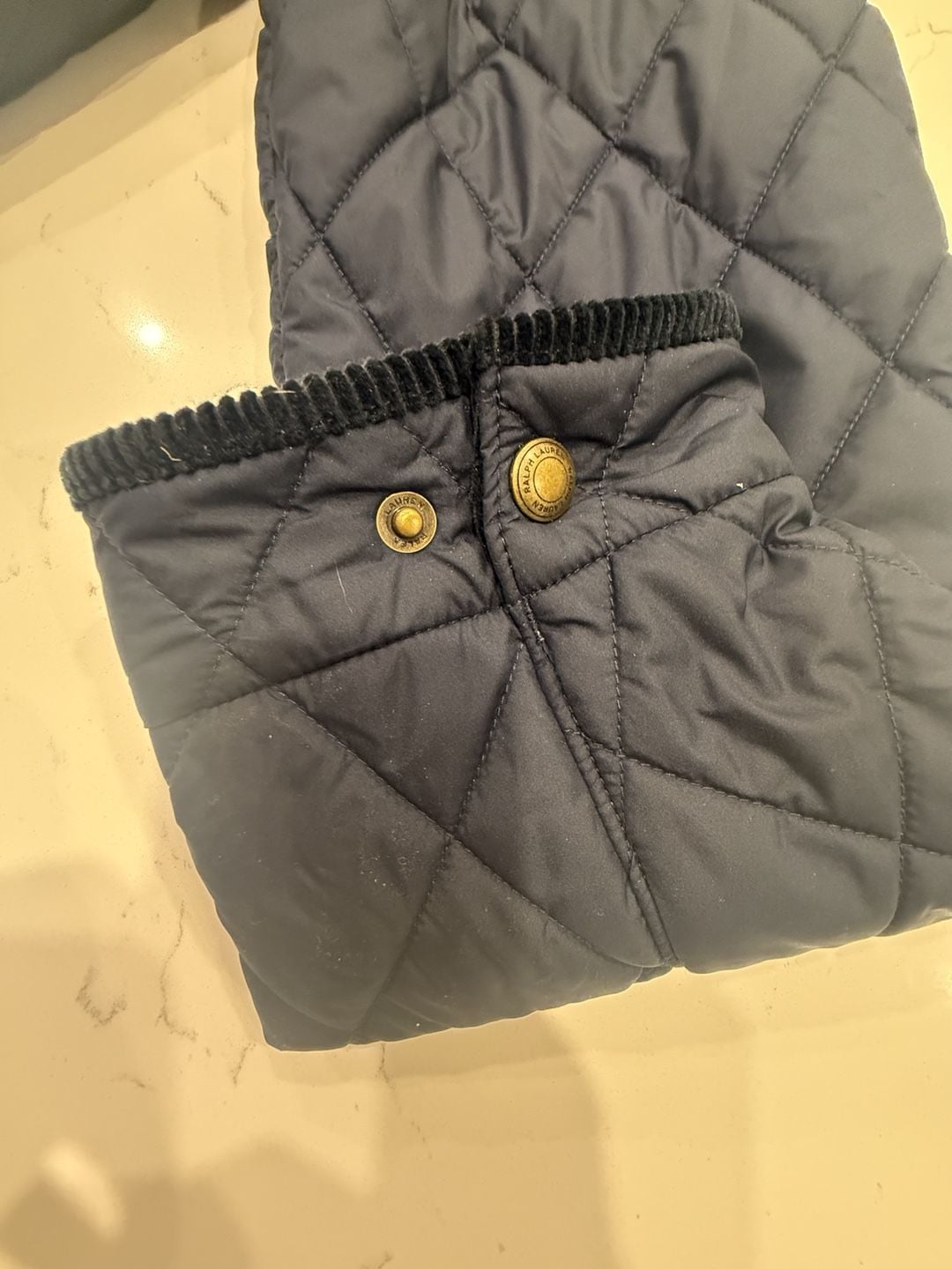 Polo Ralph Lauren Quilted Jacket Size XL Black Corduroy Collar 15