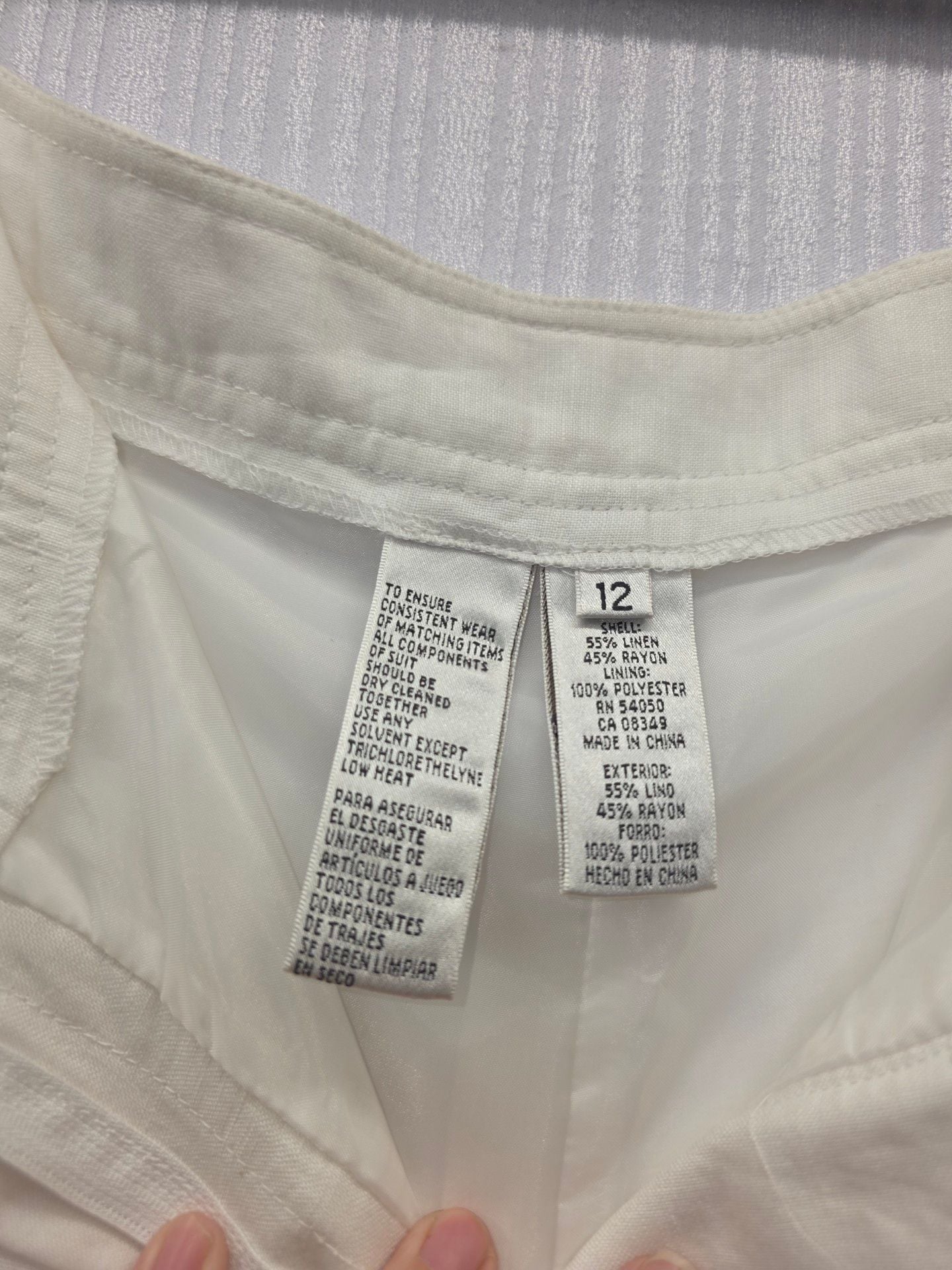 Jones New York Suit Size 12/14 White Linen 9