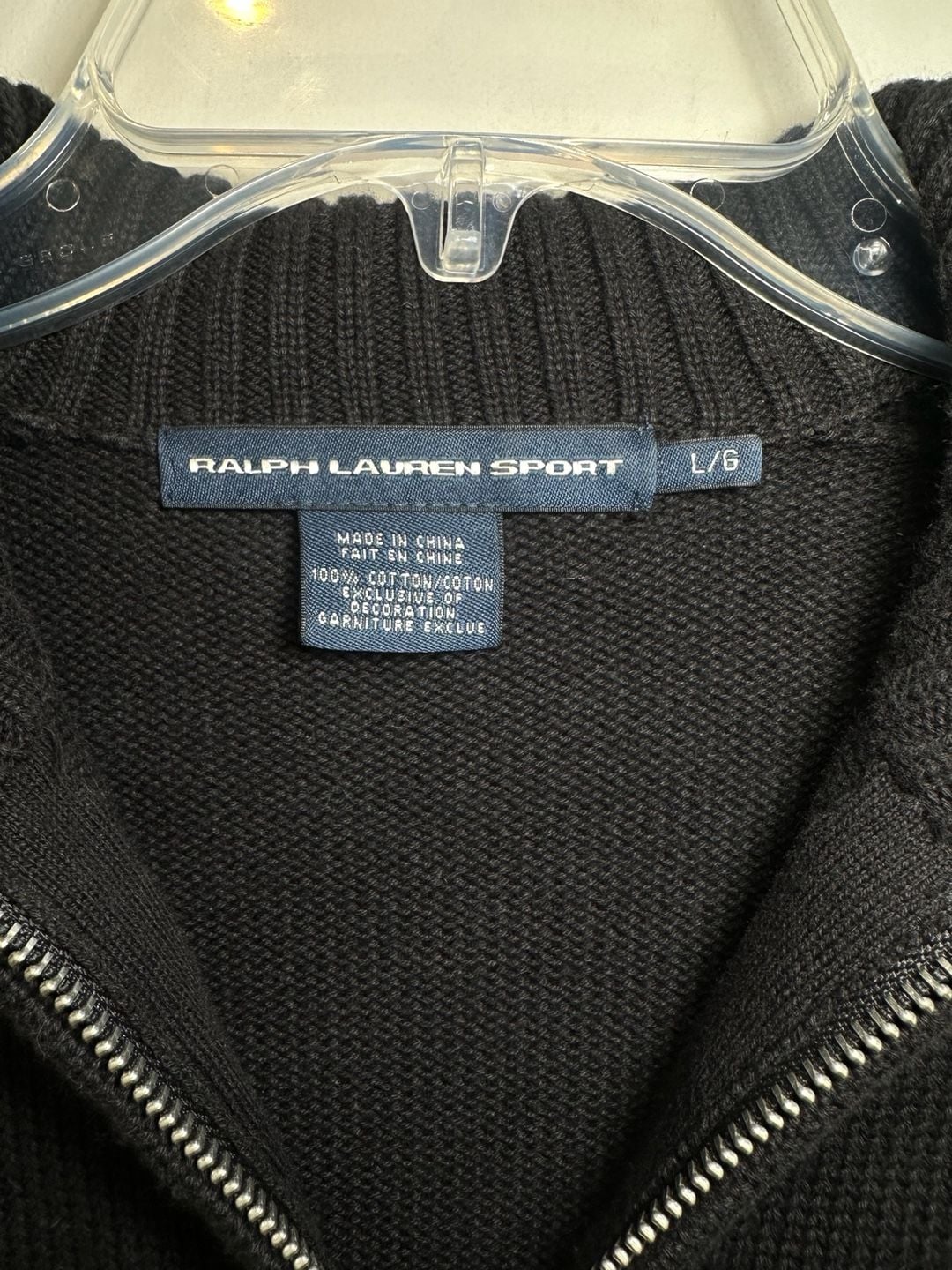 Ralph Lauren Sport 100% Cotton Full Zip Sweater Size womens L Black 4