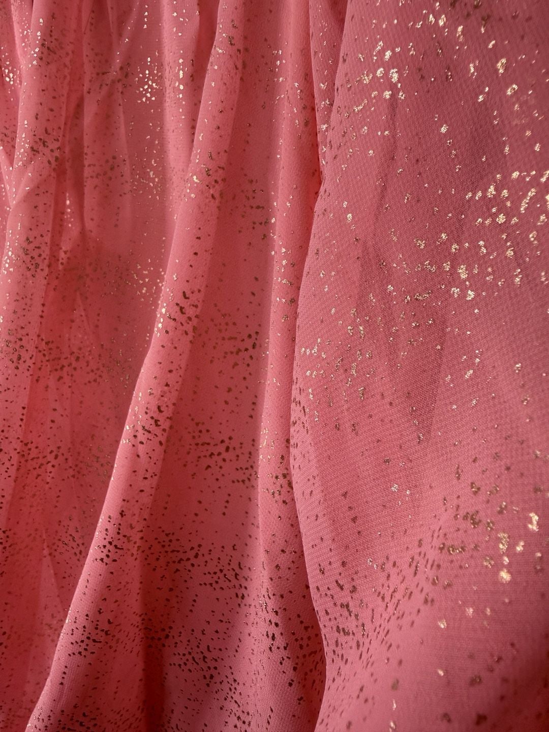 New York & Company Blouse Size M Pink Metallic Foil Wrap Front 5