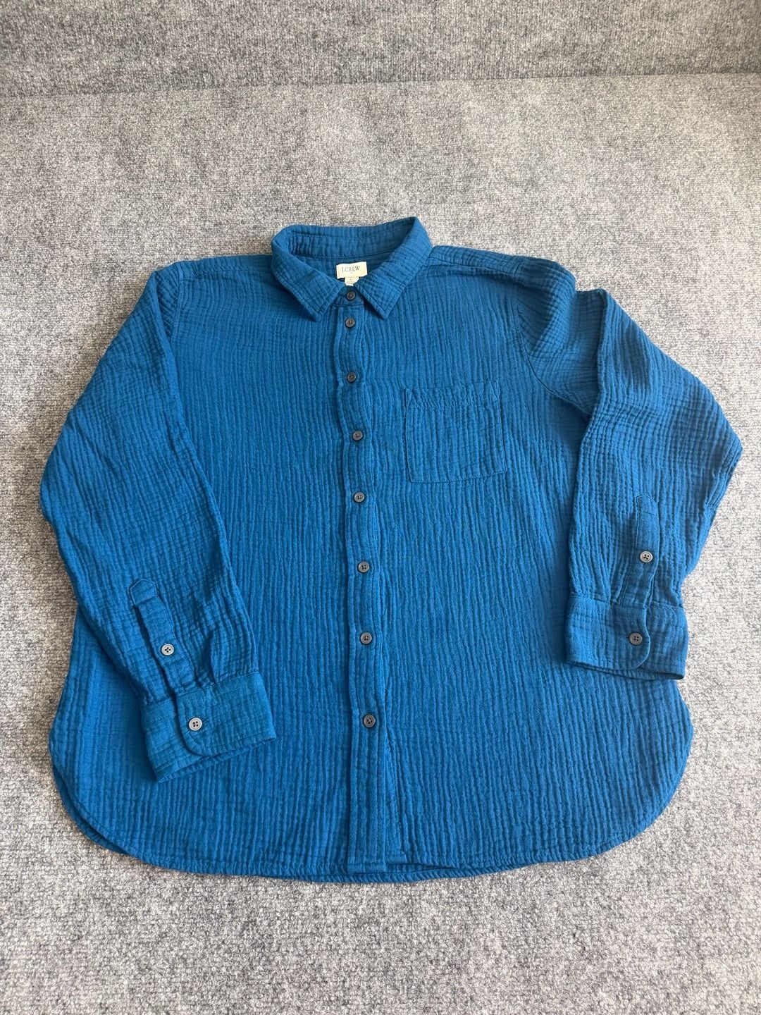 J.Crew Men Double-Gauze Button-Up Shirt (Blue) 2