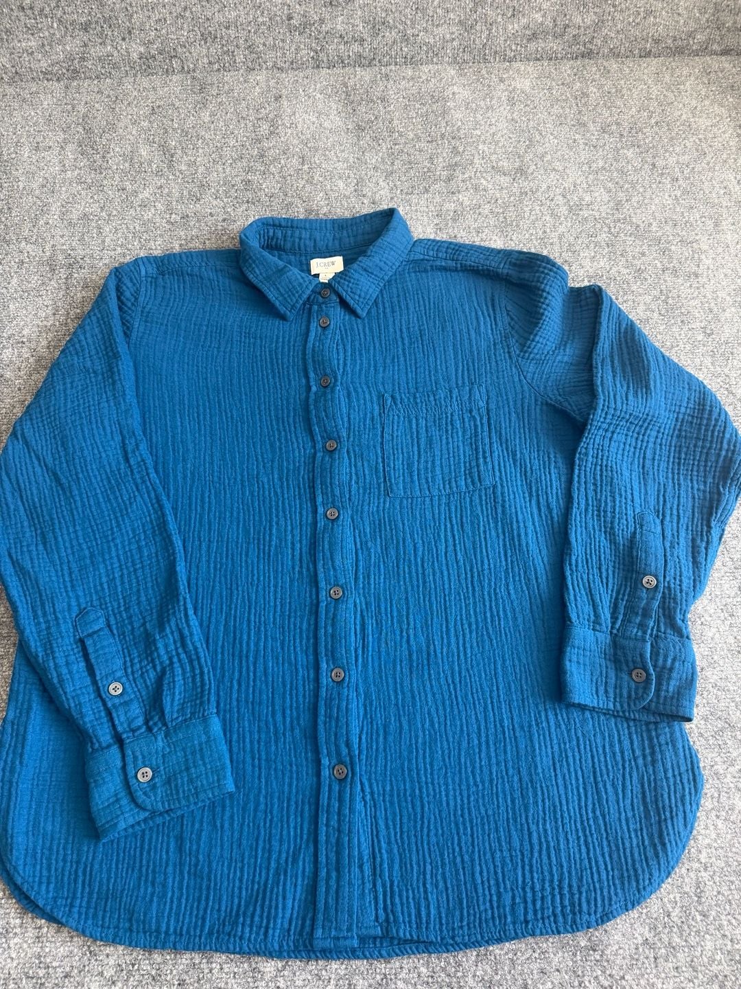 J.Crew Men Double-Gauze Button-Up Shirt (Blue) 3