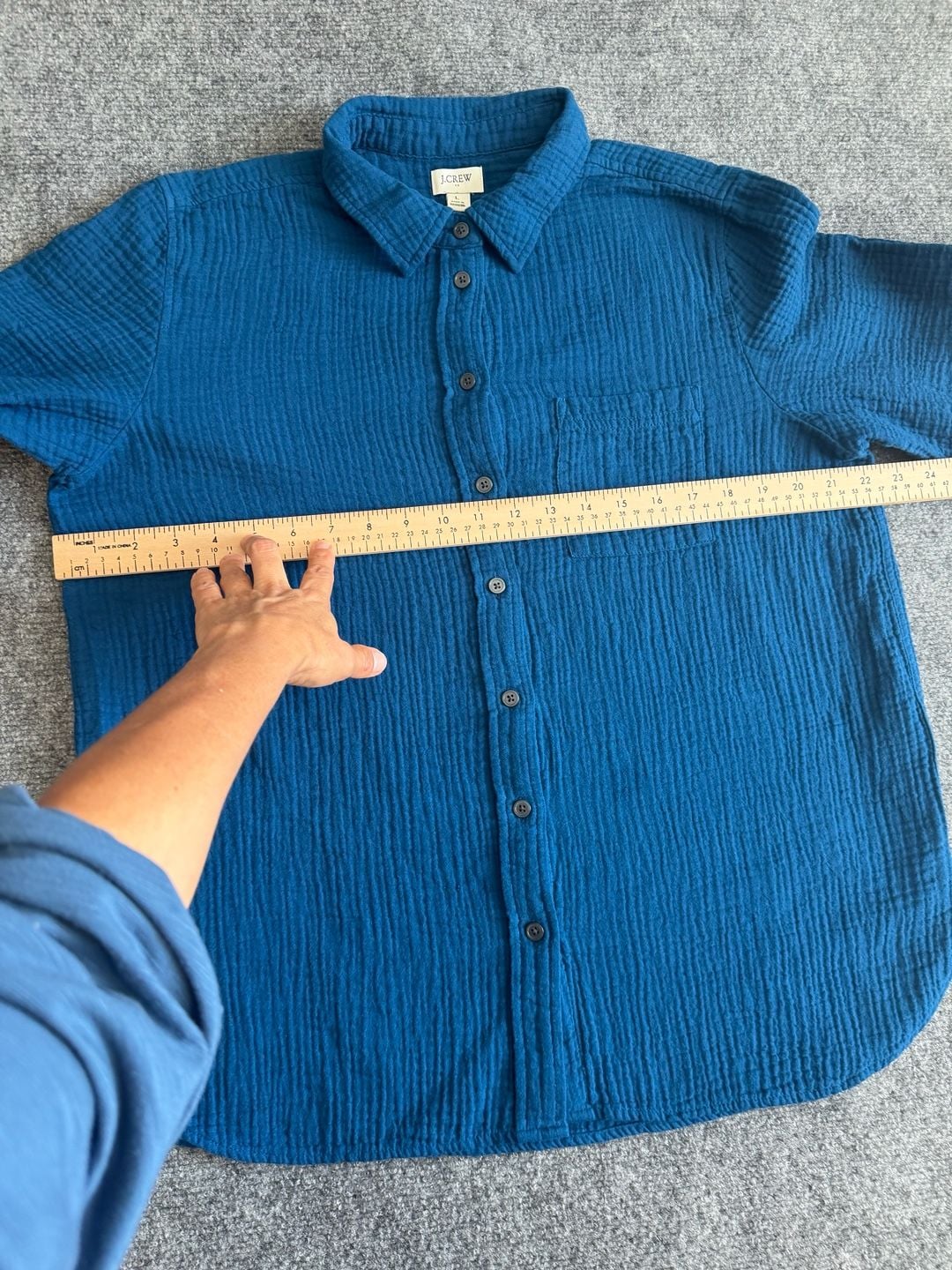 J.Crew Men Double-Gauze Button-Up Shirt (Blue) 7