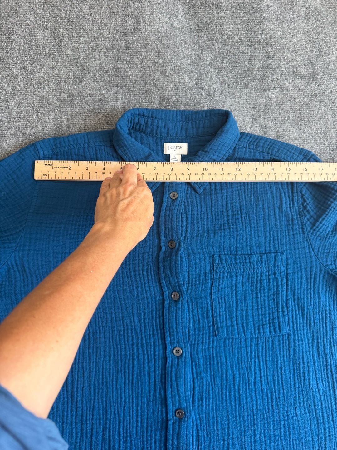 J.Crew Men Double-Gauze Button-Up Shirt (Blue) 8