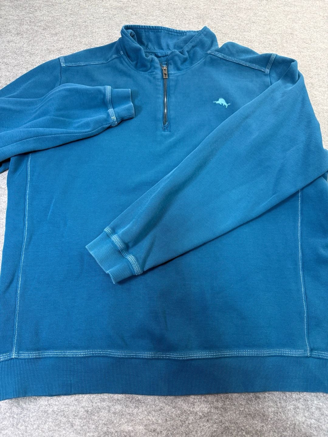 Tommy Bahama 1/2 Zip Pullover Sweatshirt XXL Blue Ribbed Cotton 2