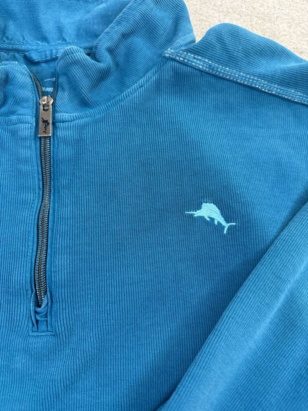 Tommy Bahama 1/2 Zip Pullover Sweatshirt XXL Blue Ribbed Cotton 3